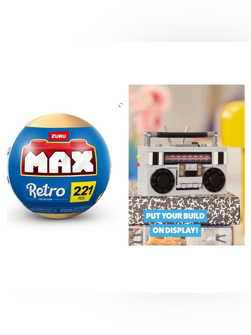 MAX Build More Premium Retro Building Bricks by ZURU - Cassette Radio Boombox